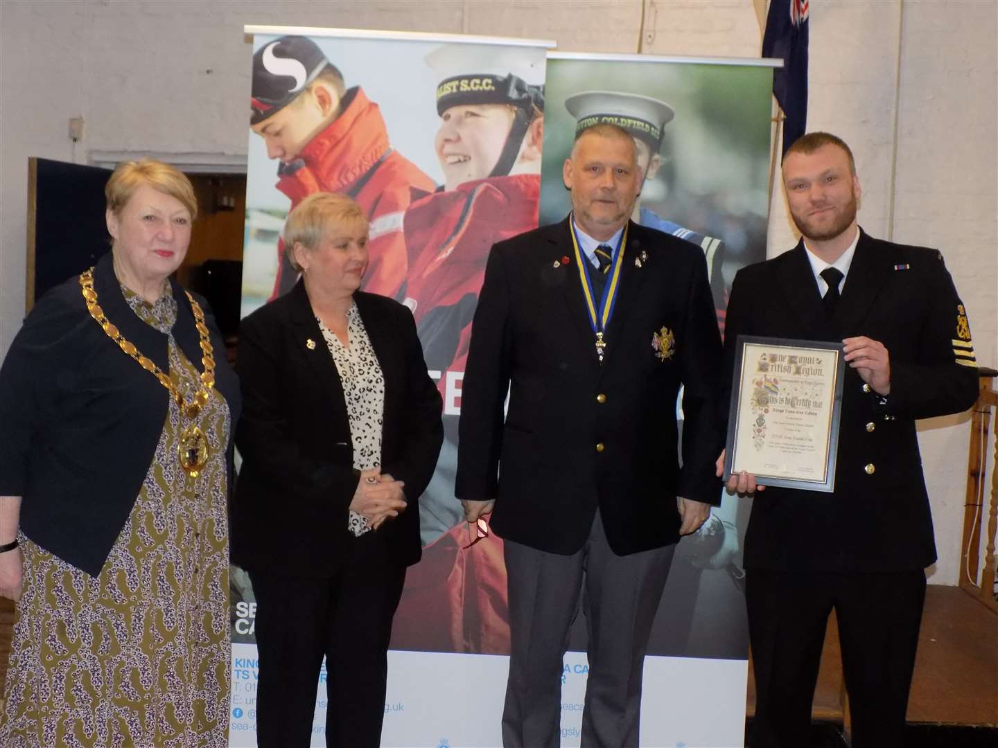 Lesley Bambridge, mayor of West Norfolk was a special guest, with representatives of the Royal British Legion, who awarded Sea Cadets the Roe Youth Cup, accepted by Petty Officer Kurt Massen