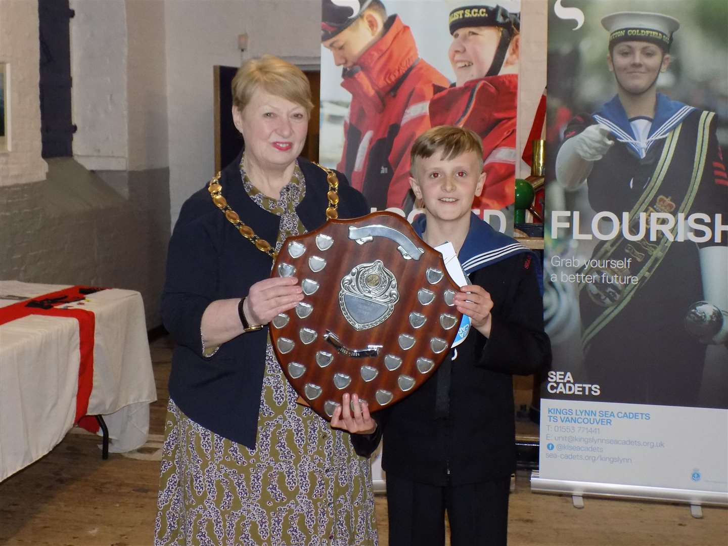 King's Lynn Sea Cadets were rewarded for their hard work with the unit’s annual awards night. Left: Lesley Bambridge, mayor of West Norfolk with Harry