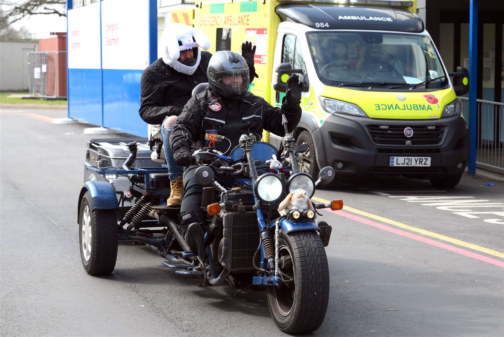 A variety of bikes and trikes made their way to the hospital on Easter Sunday
