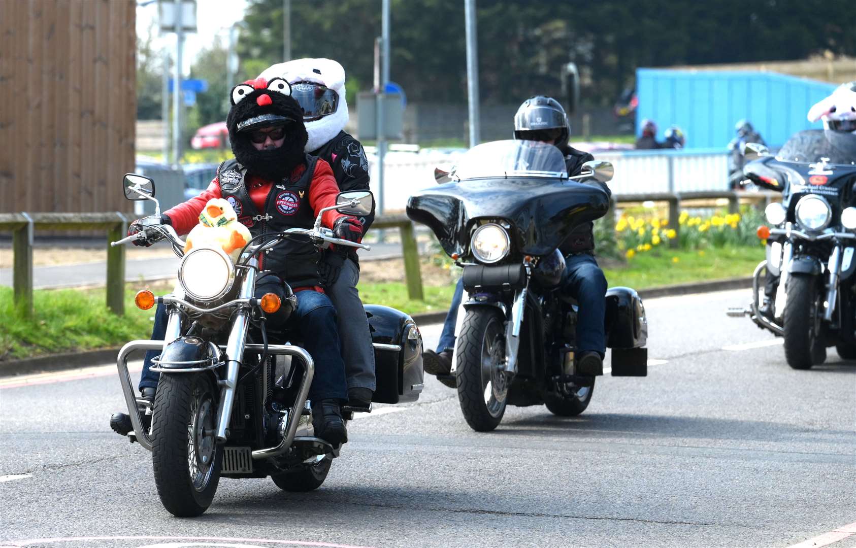 Kawasaki riders on their way to the QEH