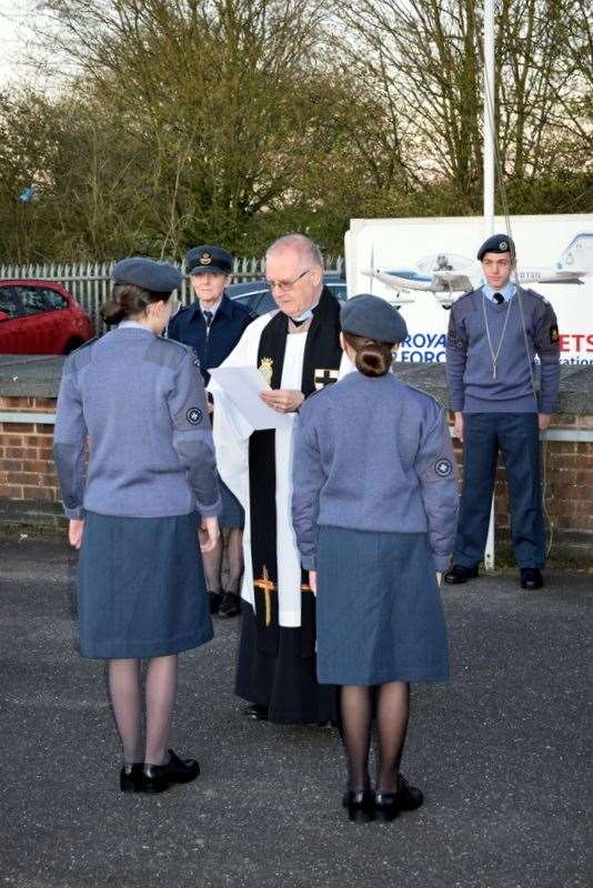 Rev Tuck presenting cadets with certificates (63461451)