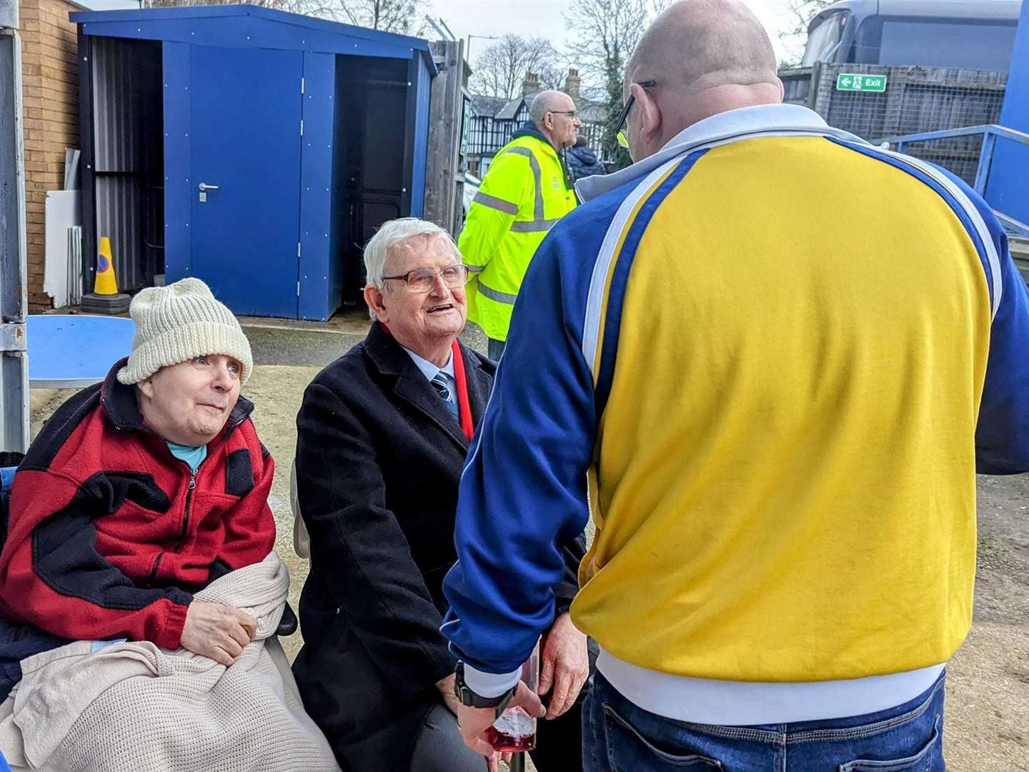 Hickathrift House care home resident Barrie enjoys watching the game and meeting the players at Lynn Town FC