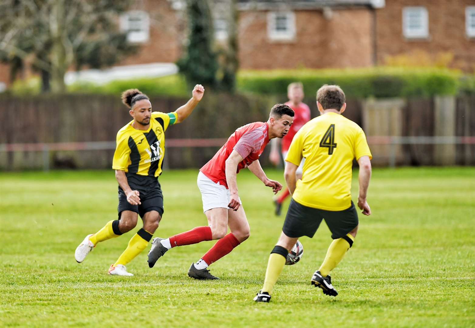 Action between Downham Town and Debenham LC at the SCL Memorial Field this afternoon. Picture: Ian Burt (63448454)