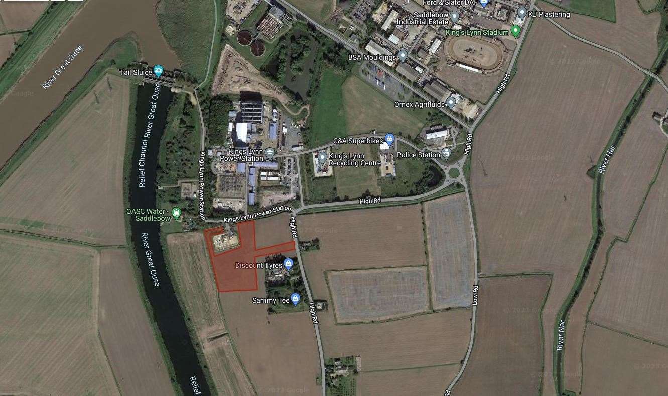 The battery site at Saddlebow in King's Lynn. Pictures: Google Maps