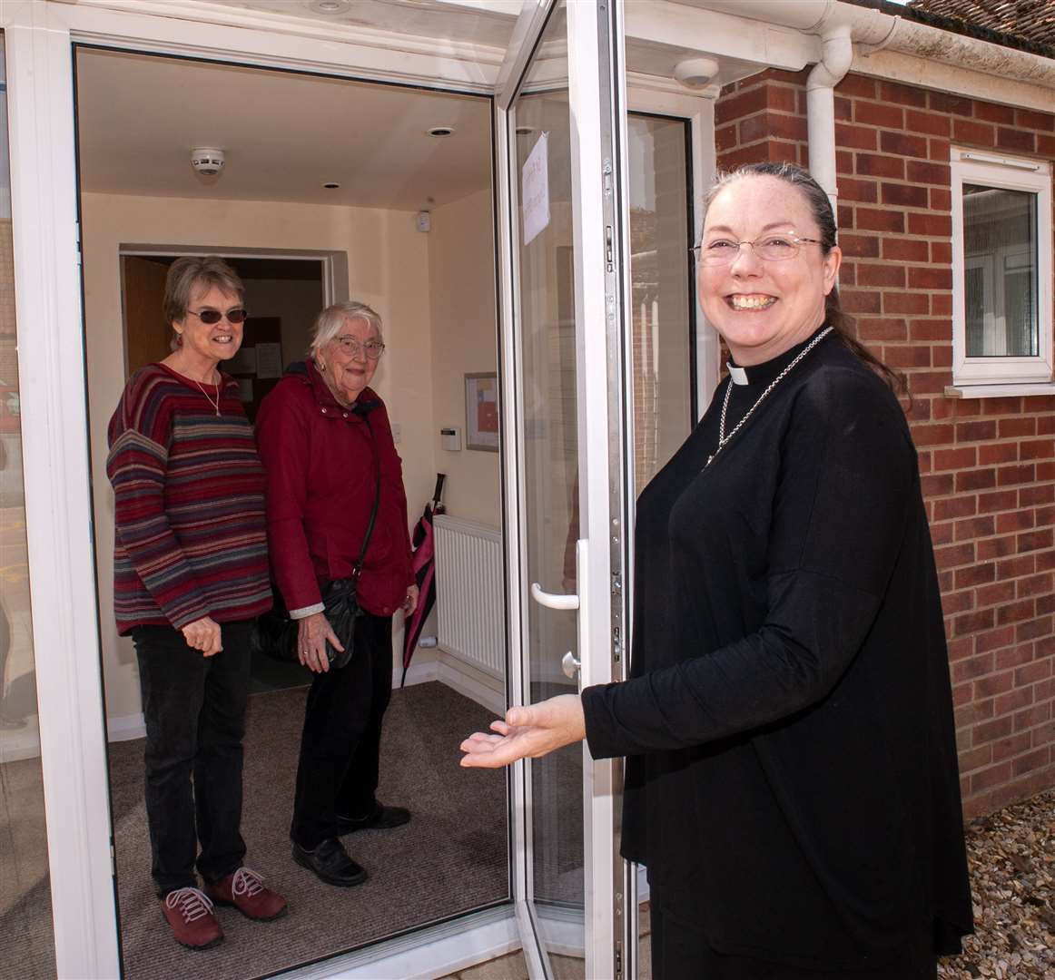 A new community hub has opened! Pictured: Rev Kyla Sorense with Joyce Stevens (left) and Gill Hiles (middle)