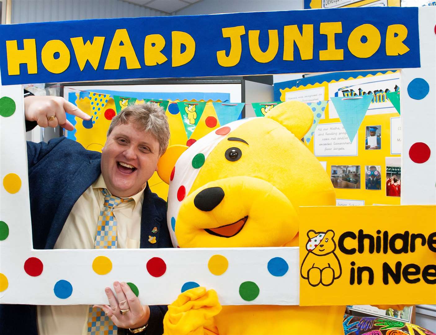 Mr Hill pictured at the school during a Children in Need event