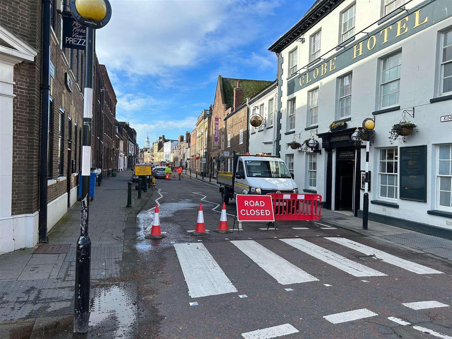 King Street in Lynn was closed while work continued on the sinkhole