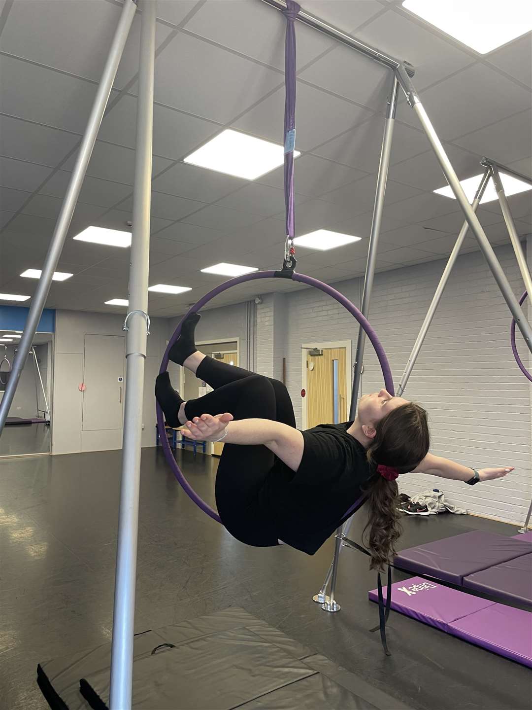 Lynn News Reporter Lucy Carter giving the aerial hoop a try (63383960)