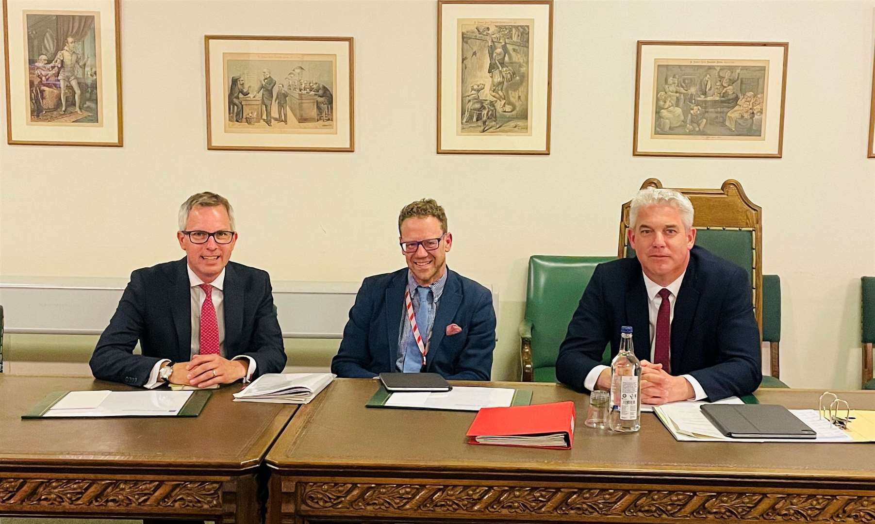 North West Norfolk MP James Wild, Health Secretary Steve Barclay MP and Lord Markham, the Health Minister leading the New Hospitals Programme, meeting to finalise the announcement.