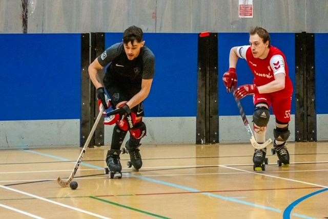 King's Lynn rink hockey players in National Cup action against Middlesbrough at Alive Lynnsport