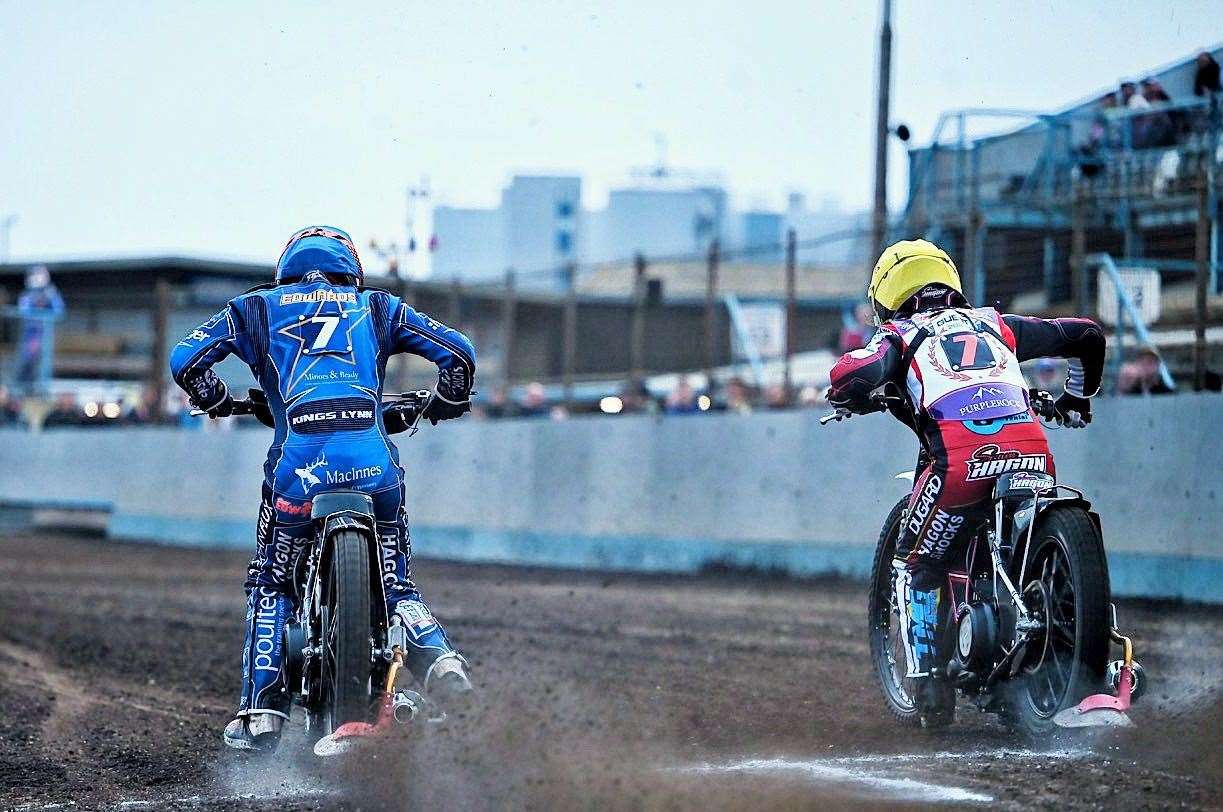 Action from the Lynn Stars against the Peterborough Panthers at the Adrian Flux Arena