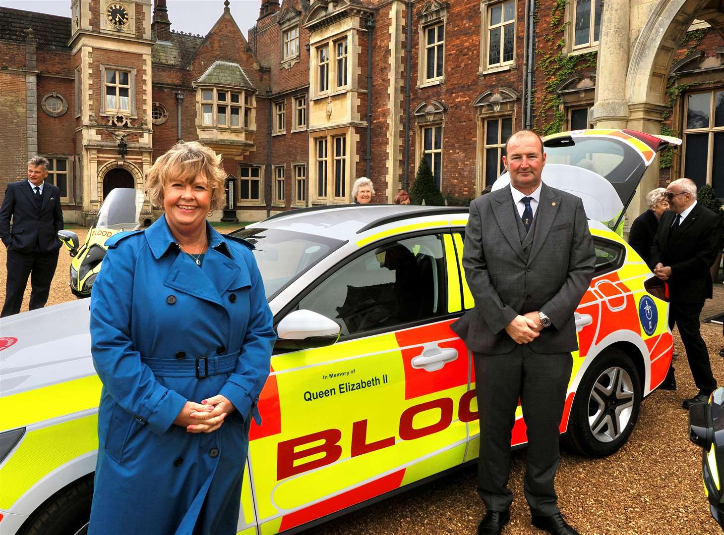 King Charles with the new blood bikes car