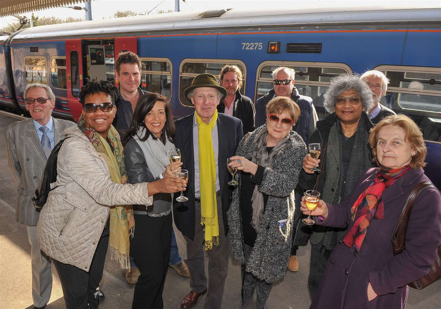 Fiction Festival writers arriving at Lynn in 2015. Front from left: Lashonda Katrice Barnett, Louise Doughty, Tony Ellis (Chairman), Patricia Kerkham, Romesh Gunesekera and Lady Teresa Waugh