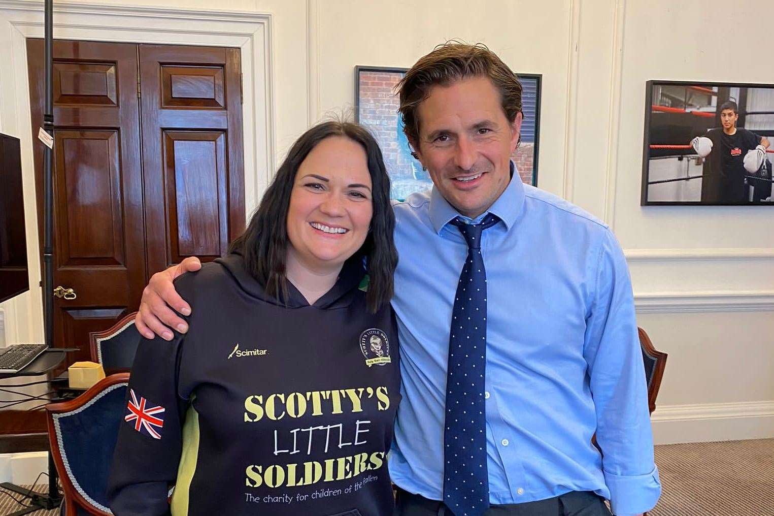 Scotty's Little Soldiers founder Nikki Scott and MP Johnny Mercer