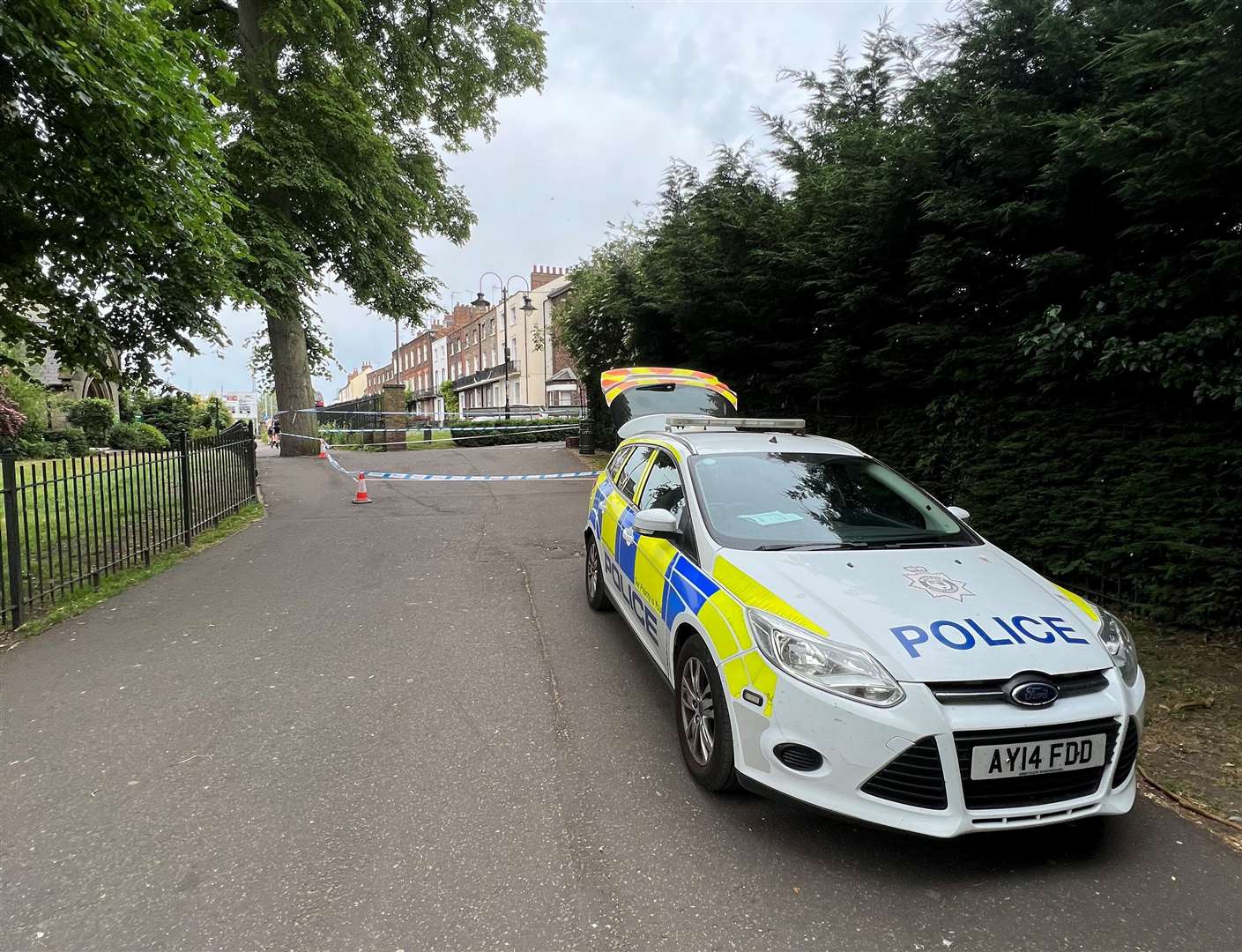 A police cordon is in place at The Walks in King's Lynn