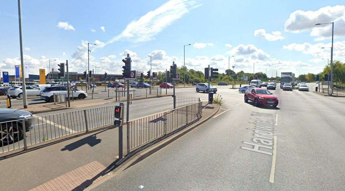 Three cars crashed during a time when the traffic lights in the Hardwick area were off. Picture: Google Maps