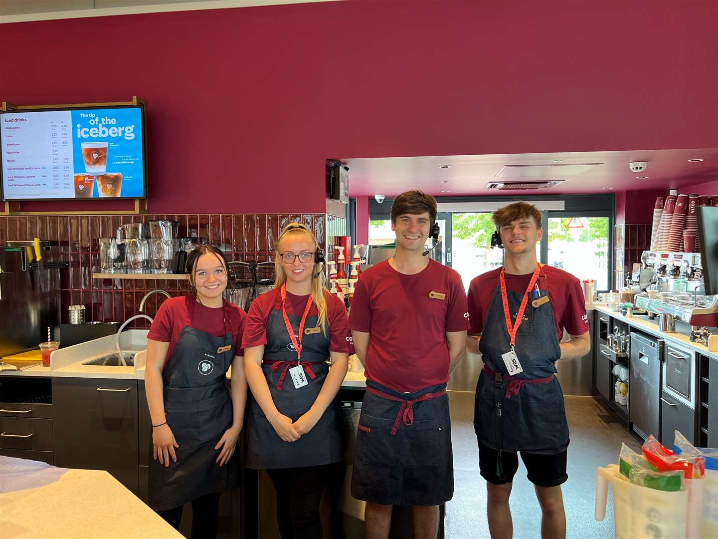 Some of the new team at Costa on St Nicholas Retail Park, from left, Keeley Bocking, Amelia Donaldson, store manager Ashton Towler and Ryan Whitmore