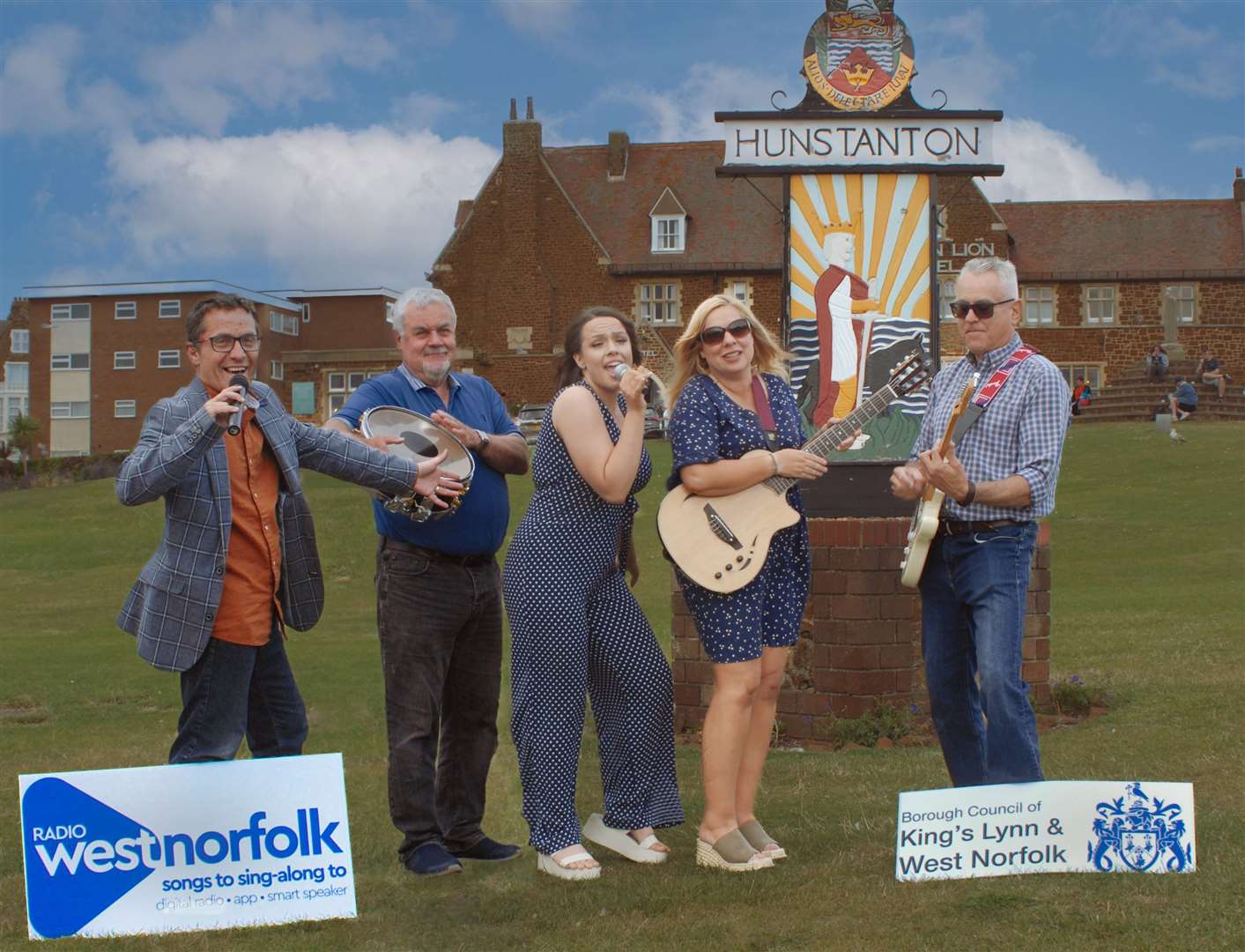 Launch of West Norfolk Battle of the Bands: from left, Simon Rowe from Radio West Norfolk, Martyn from Second Sunset (drums), Imogen from Second Sunset (vocals and harmony), Laura from Second Sunset (vocals and harmony) and Peter from Second Sunset (guitar)