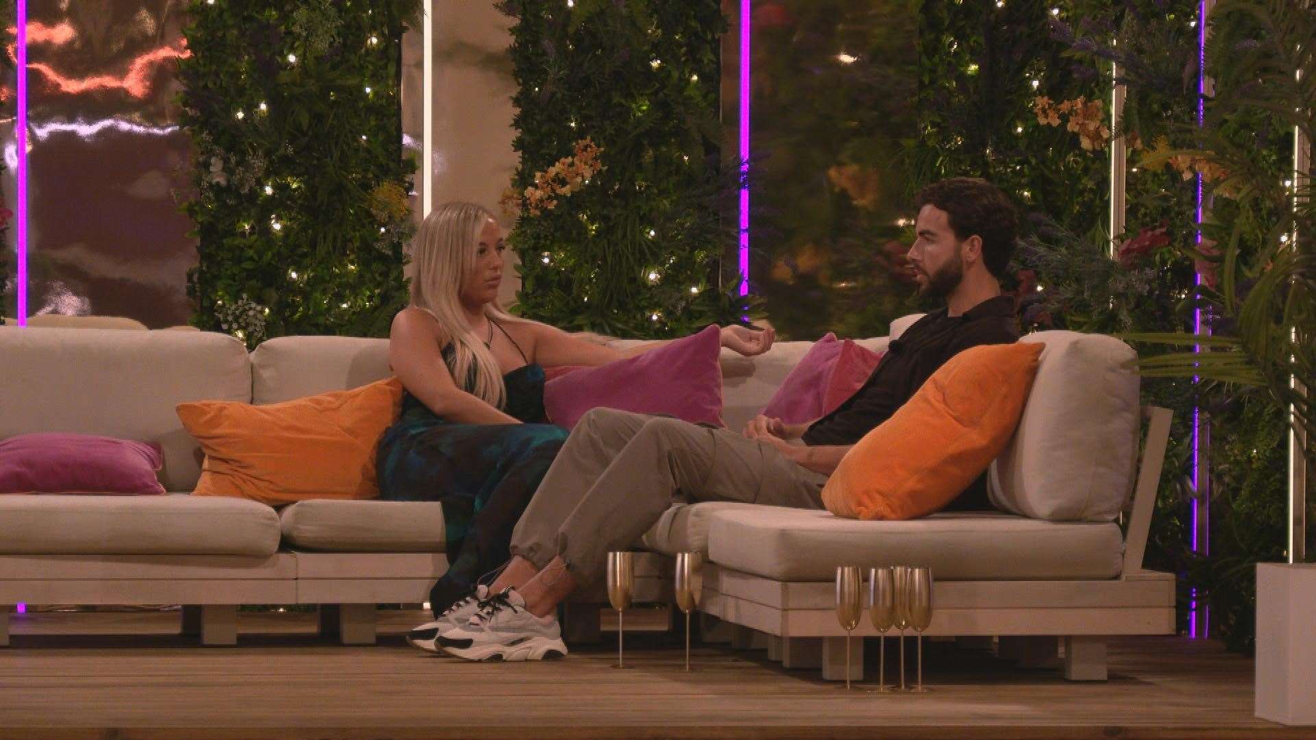 Jess and Sammy having a chat in the villa. Picture: ITV