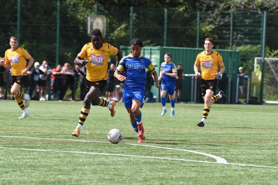 Ismael Fatadjo in action for King's Lynn Town at Cheshunt on Saturday. Picture: Tim Smith