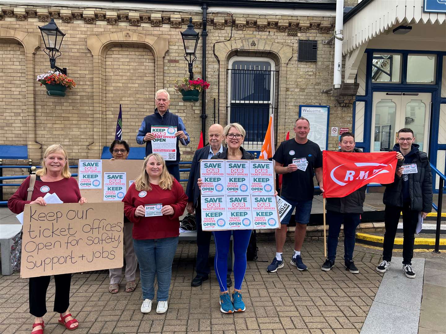 Representatives from the RMT union and the area’s Trade Unions Council, as well as concerned passengers were among those who gathered at the station