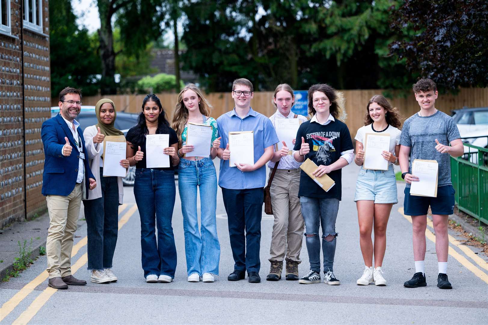 A-Level results at King's Lynn's Springwood High School, with head teacher and CEO of West Norfolk Academies Trust (WNAT) Andy Johnson, far left