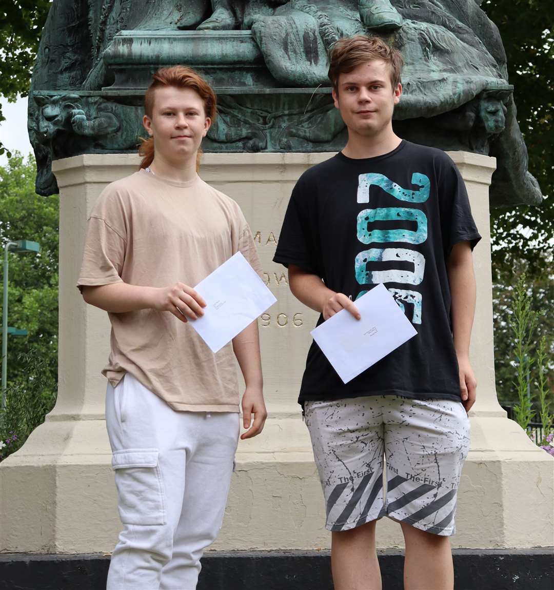 Two KES students happy with their results