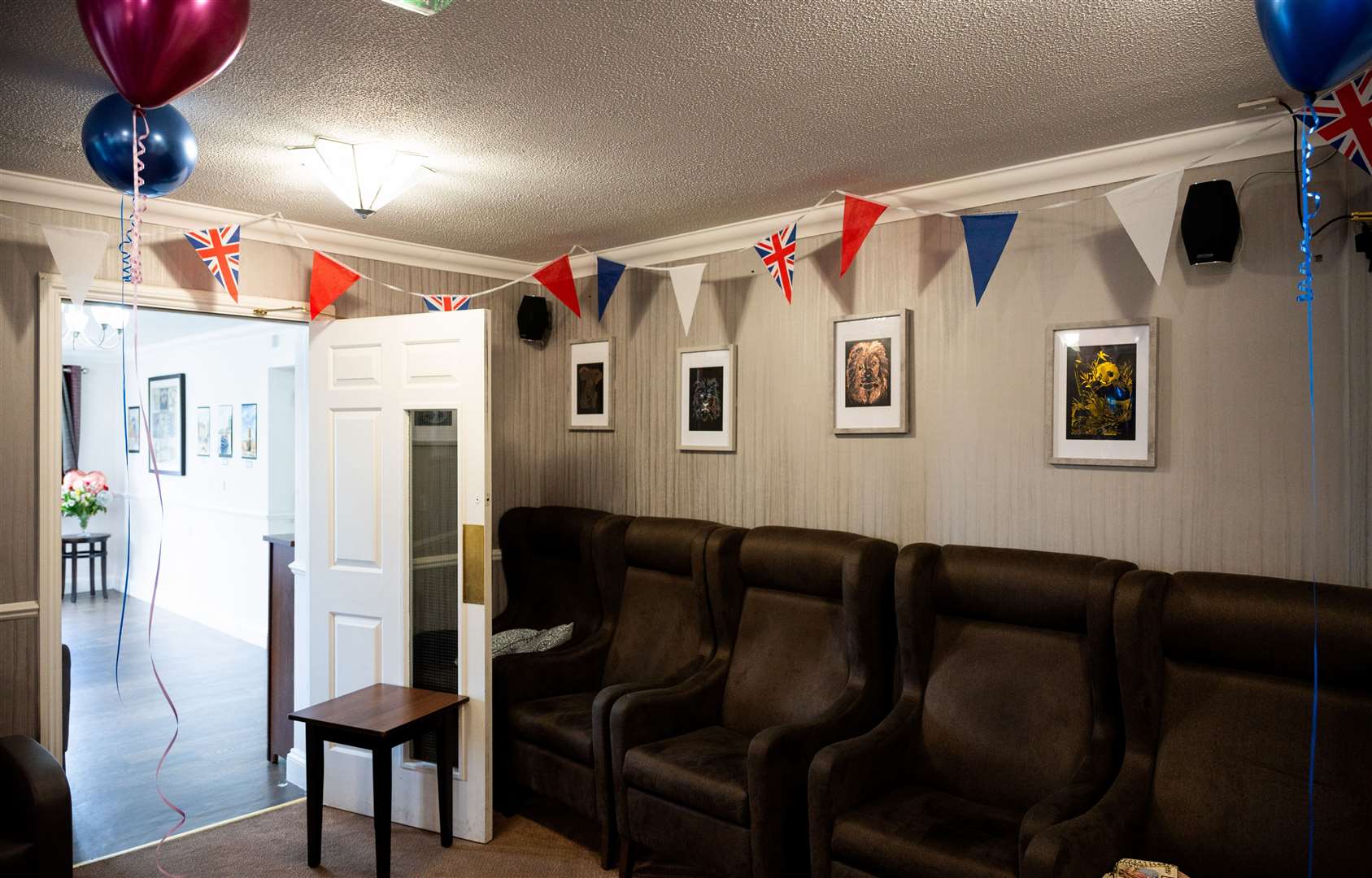 The two rooms decorated for the occasion
