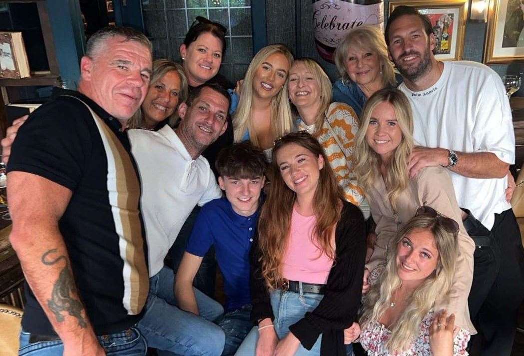 Jess Harding with her family at a pub in London