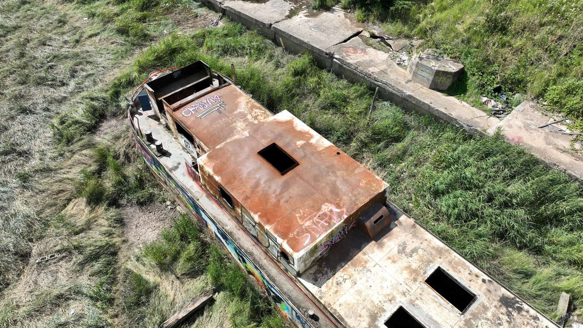 The work to remove the Tosca barge is currently out to tender. Picture: the drone people