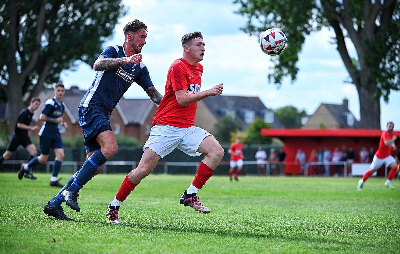 Downham Town v Ely City at the SCL Memorial Field. James Moore chases the ball. Picture: Ian Burt