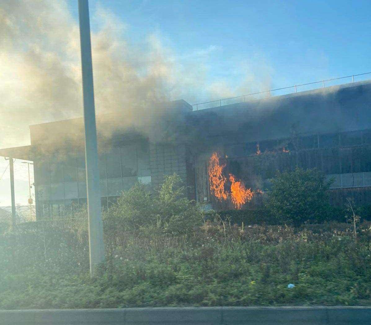 Sainsbury's at Lynn's Hardwick Industrial Estate is up in flames. Picture: Daniel Green