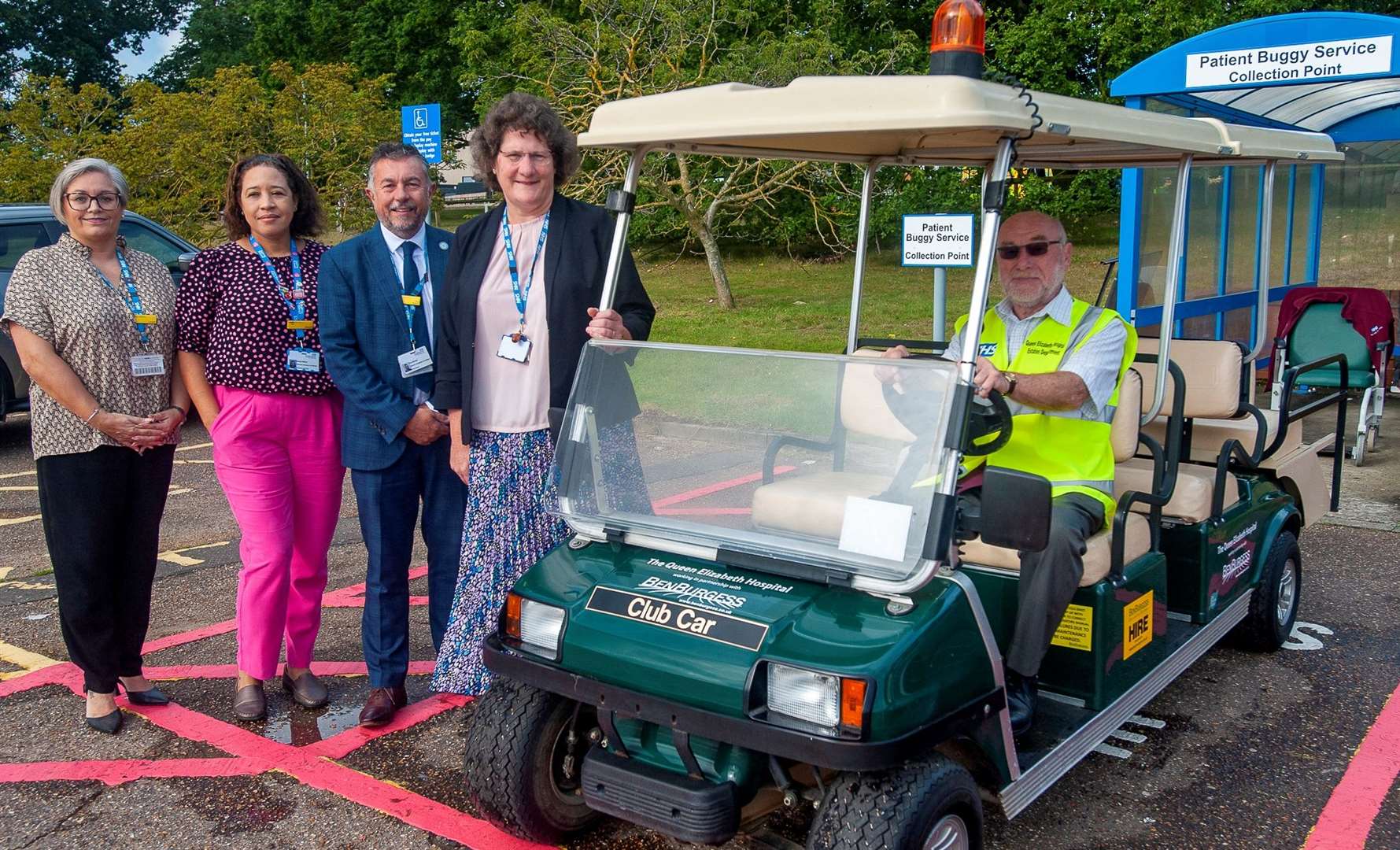 Estate project officer Louise Griffin, volunteer co-ordinator Jacqui Wilson, director of estates and facilities Paul Brooks, CEO Alice Webster and volunteer driver Bob Marsden