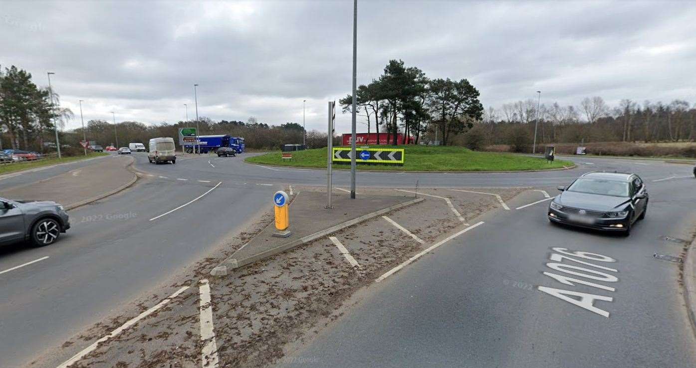 The crash occurred at the QEH Roundabout on the outskirts of Lynn. Picture: Google Maps