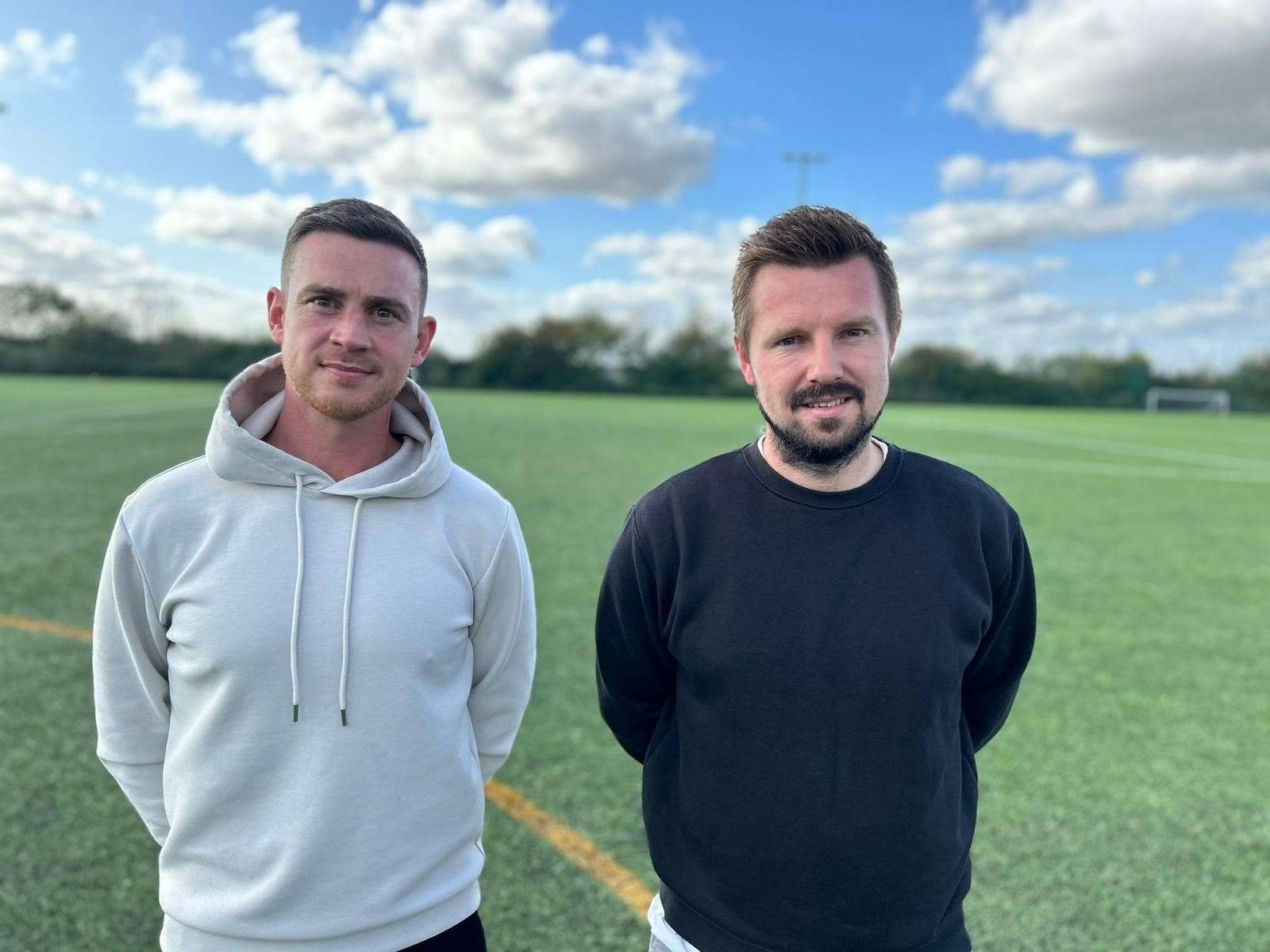 The new-look Linnets management team of Adam Lakeland, right, and Sam Walker.