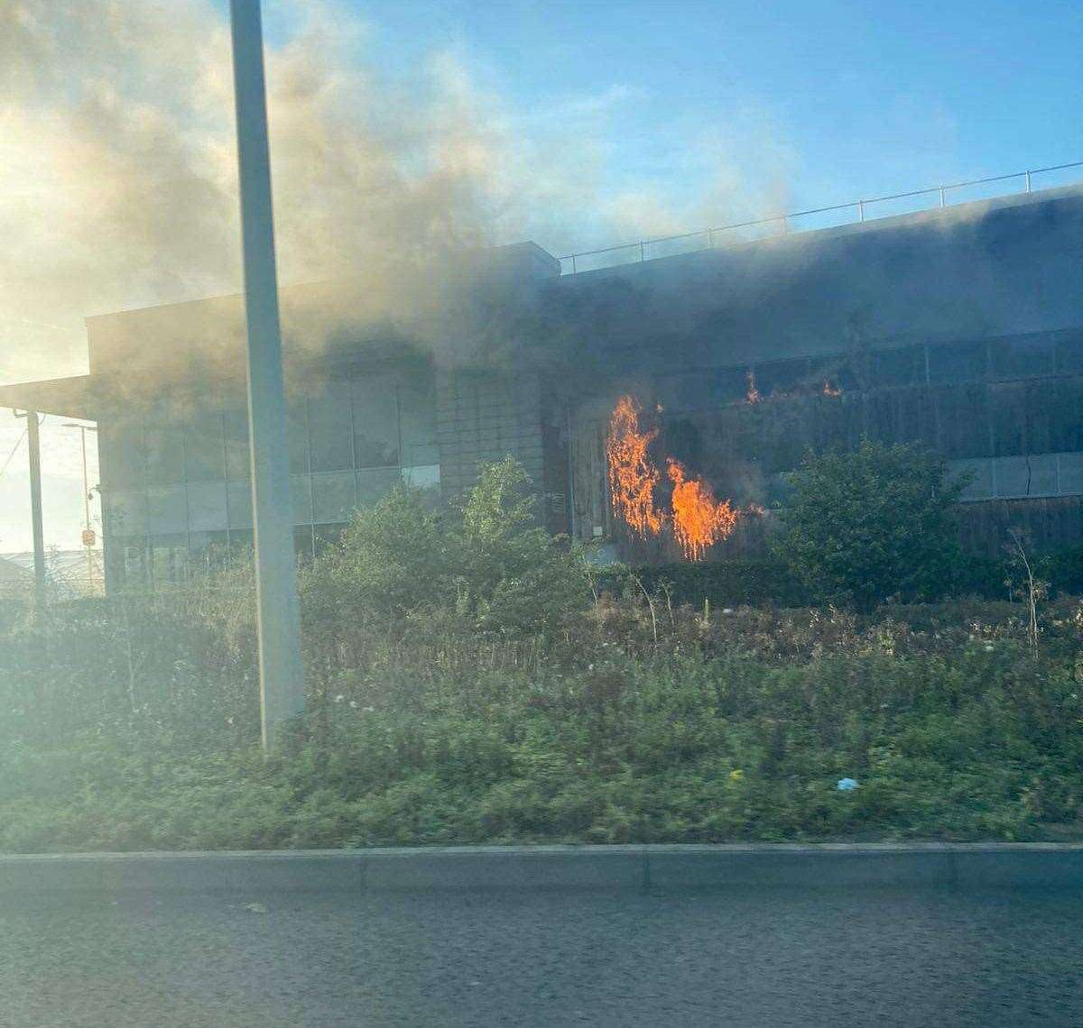 The fire at Sainsbury's on Lynn's Hardwick Industrial Estate. Picture: Daniel Green