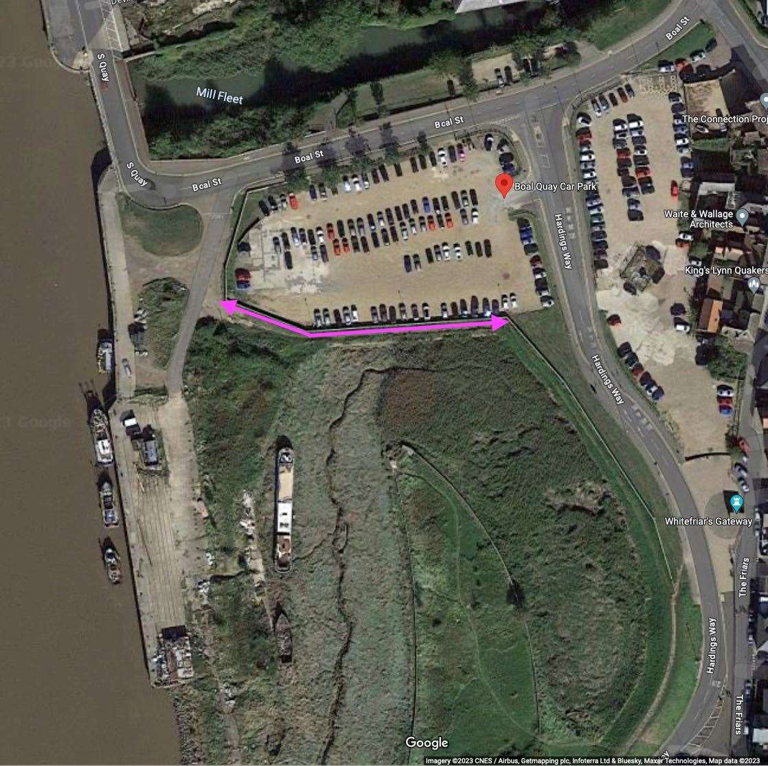 The extent of the footpath closure is shown in pink on the attached map. Picture: West Norfolk Council/Google