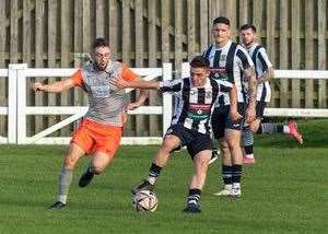 Action between Swaffham Town and Parson Drove on Saturday. Pictures: Eddie Deane