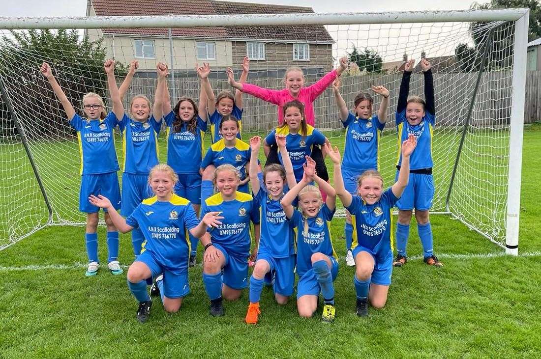 Necton under-12s celebrate their first-ever league win in the Girls' Mid Norfolk Youth League