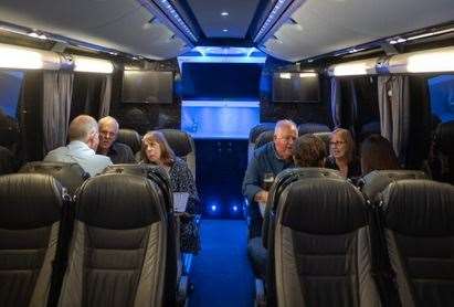 Inside the coach where passengers can enjoy their food. Picture: Josh Green
