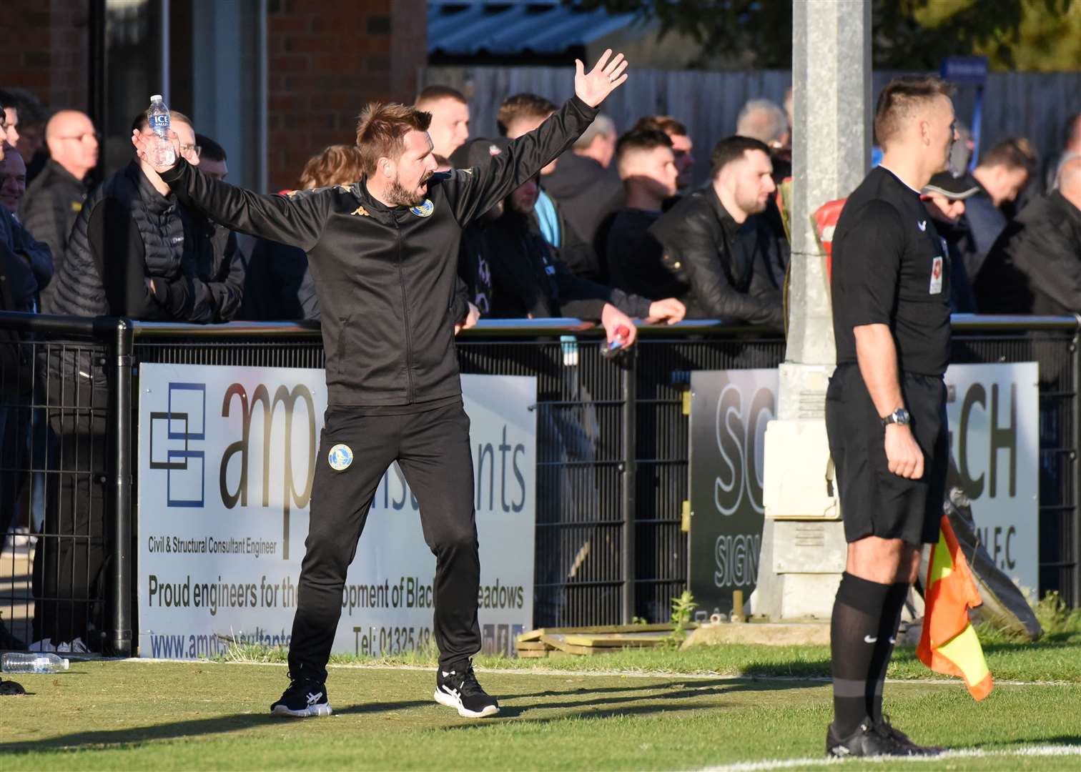 King's Lynn Town boss Adam Lakeland on the touchline at Darlington last weekend. Picture: Tim Smith