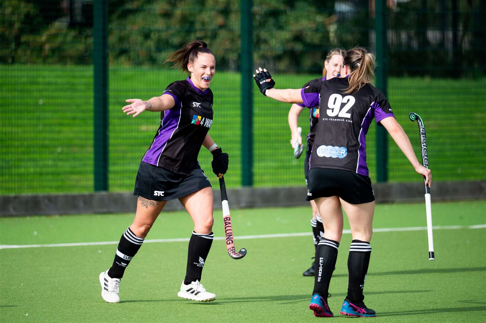 Action between Pelicans Ladies and Cambridge University 3rds. Team celebrations as Jane Proctor scores her second goal of the game. Picture: Ian Burt