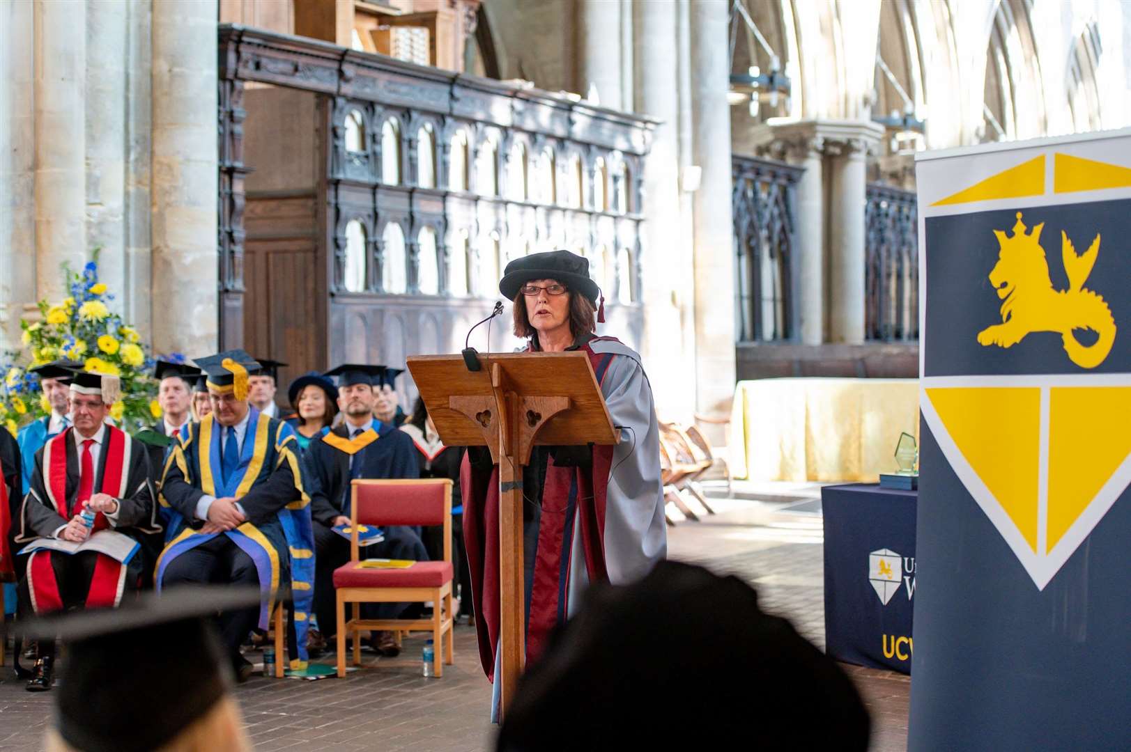 Dr Lynn Senior, director at The Education and Training Consortium at the University of Huddersfield, delivering a keynote speech at the UcWA graduation