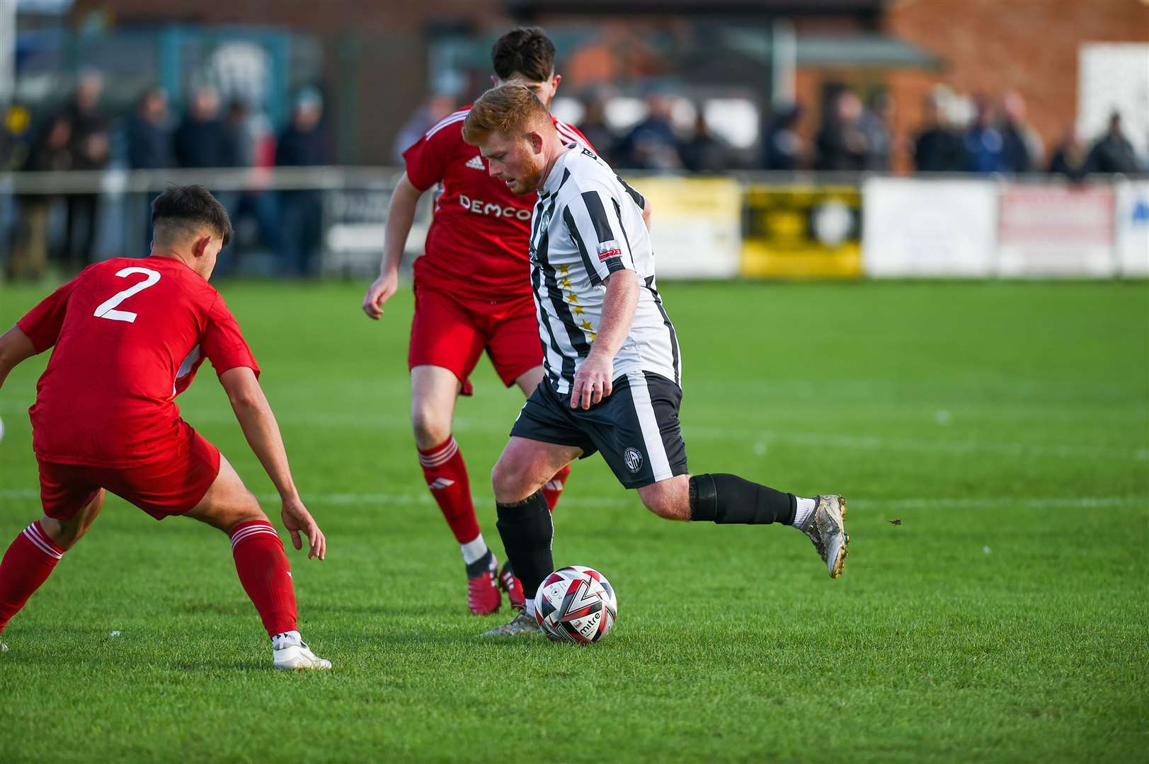 Lewis Gibson looks to move the ball. Picture: Ian Burt