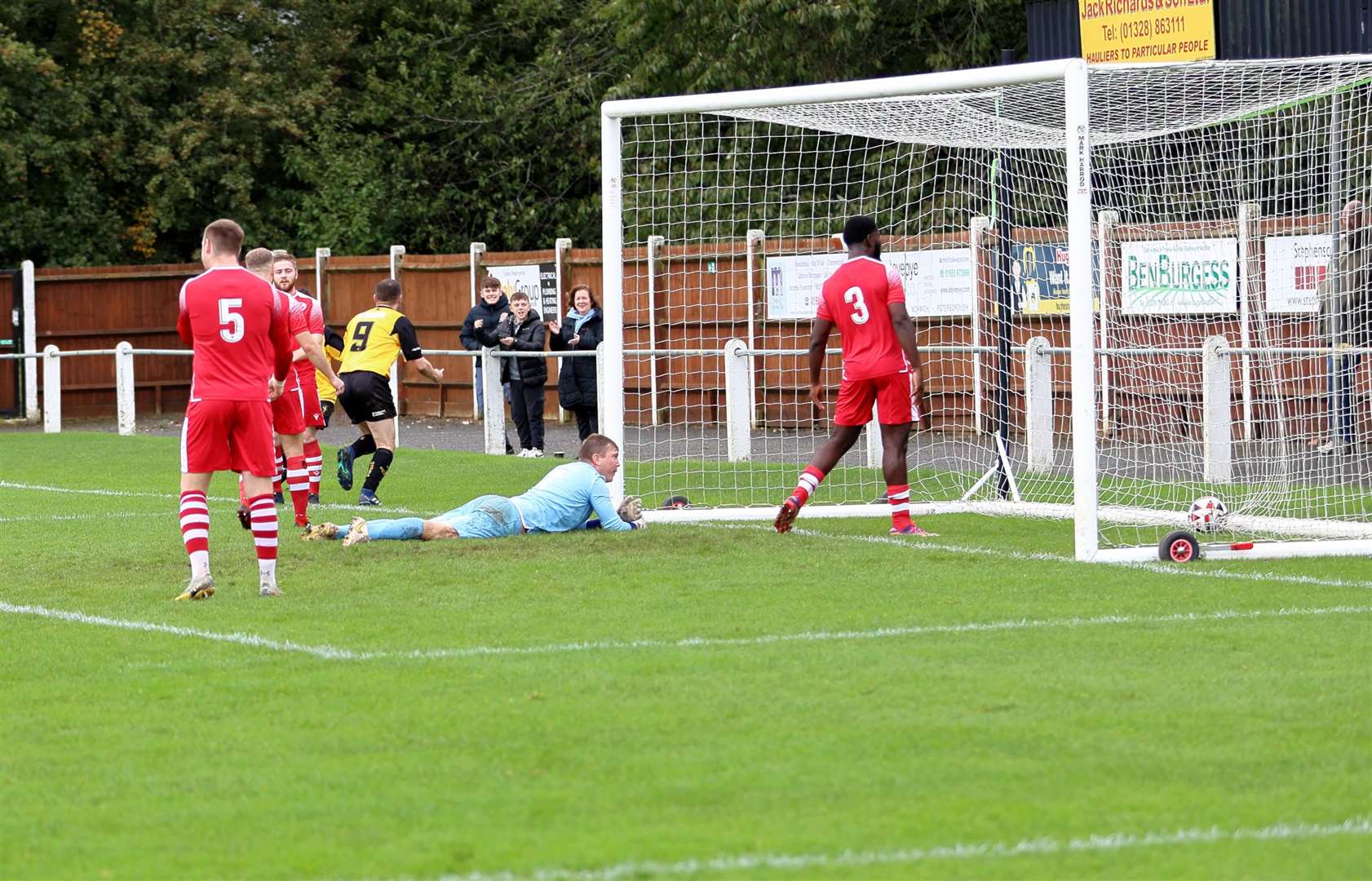 Jake Watts gives Fakenham the lead against Cockfosters on Saturday