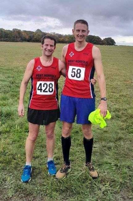 Ben Collison and Chris Elmer at the cross-country championships