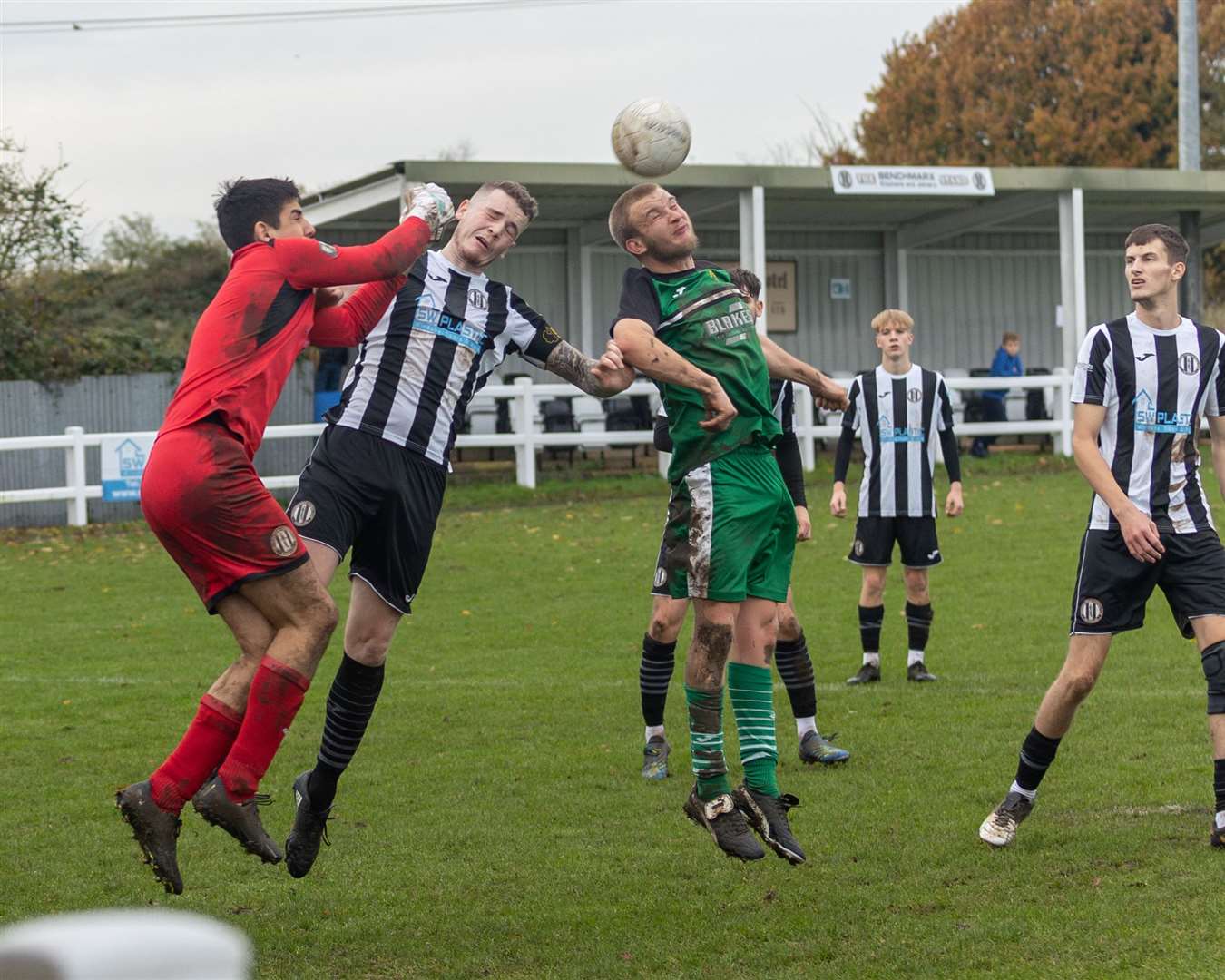 Pedlars keeper Kosta punches clear against Horsford