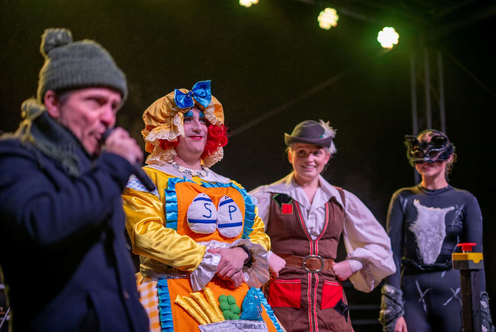 Simon Rowe with the stars of Dick Whittington pantomime. Pictures: Matthew Usher/West Norfolk Council