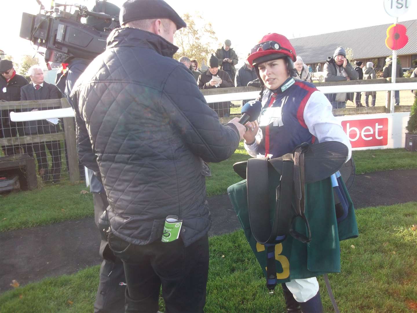 Claiming jockey Lilly Pinchin being interviewed