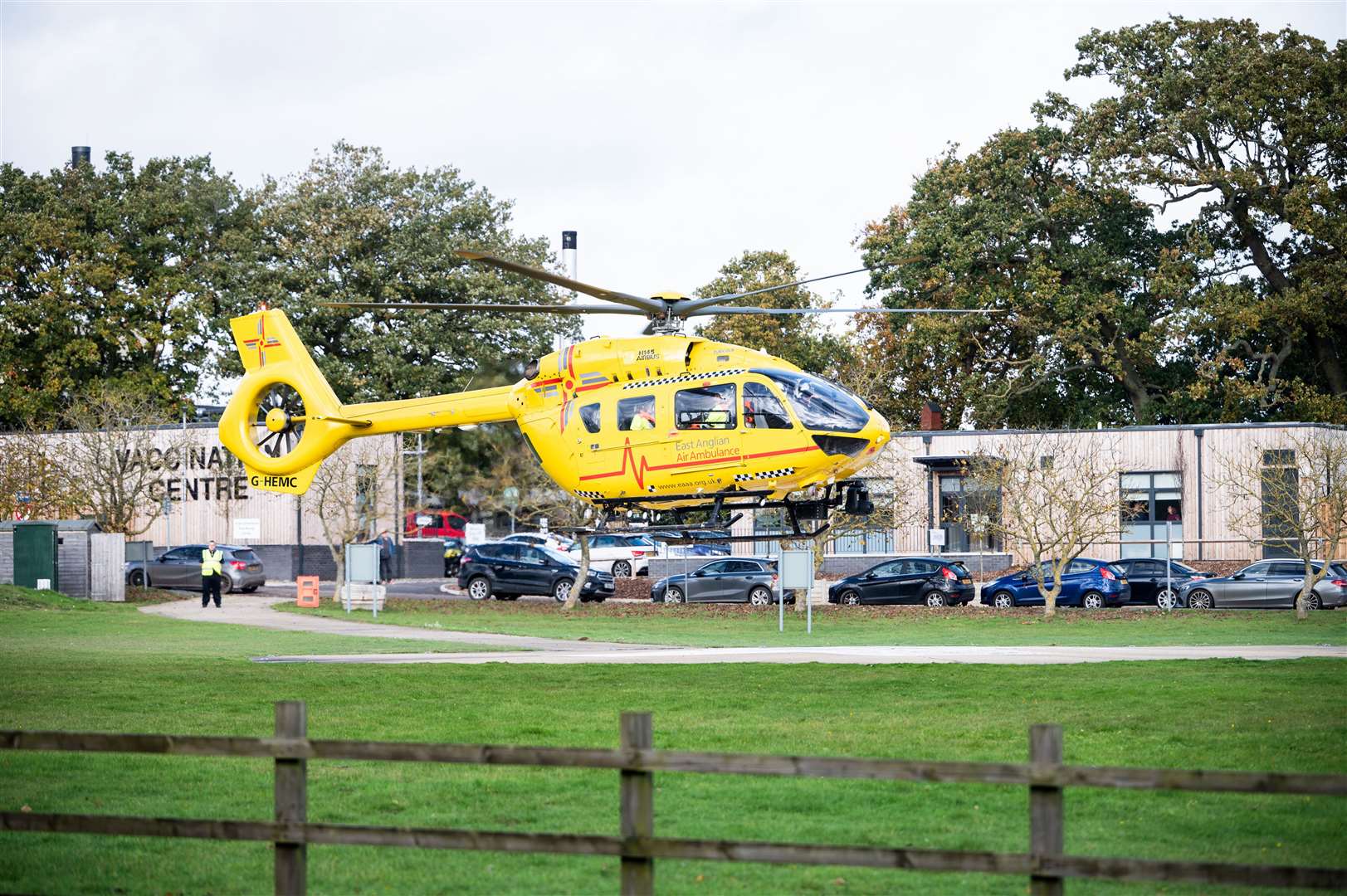 An air ambulance hovering for Bruce. Picture: Ian Burt